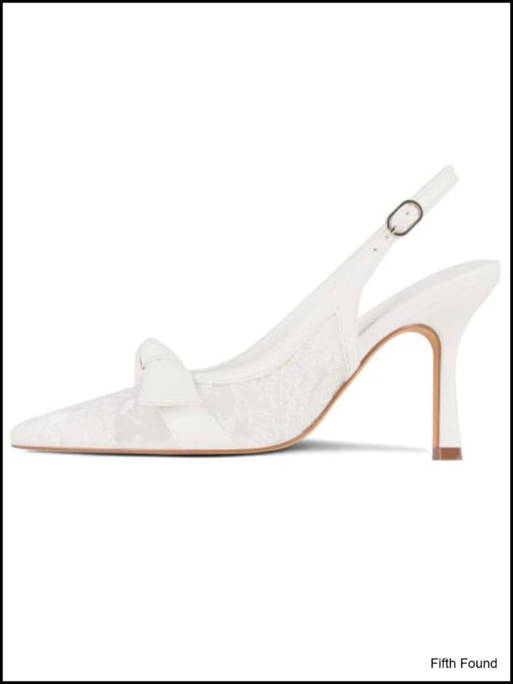 Lace Bow Slingback Heels Closed Pointed Toe Stiletto Pumps Wedding